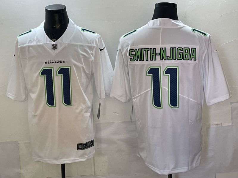 Men 2026 Seattle Seahawks #11 Smith-Njigba White Nike Limited NFL Jersey 011